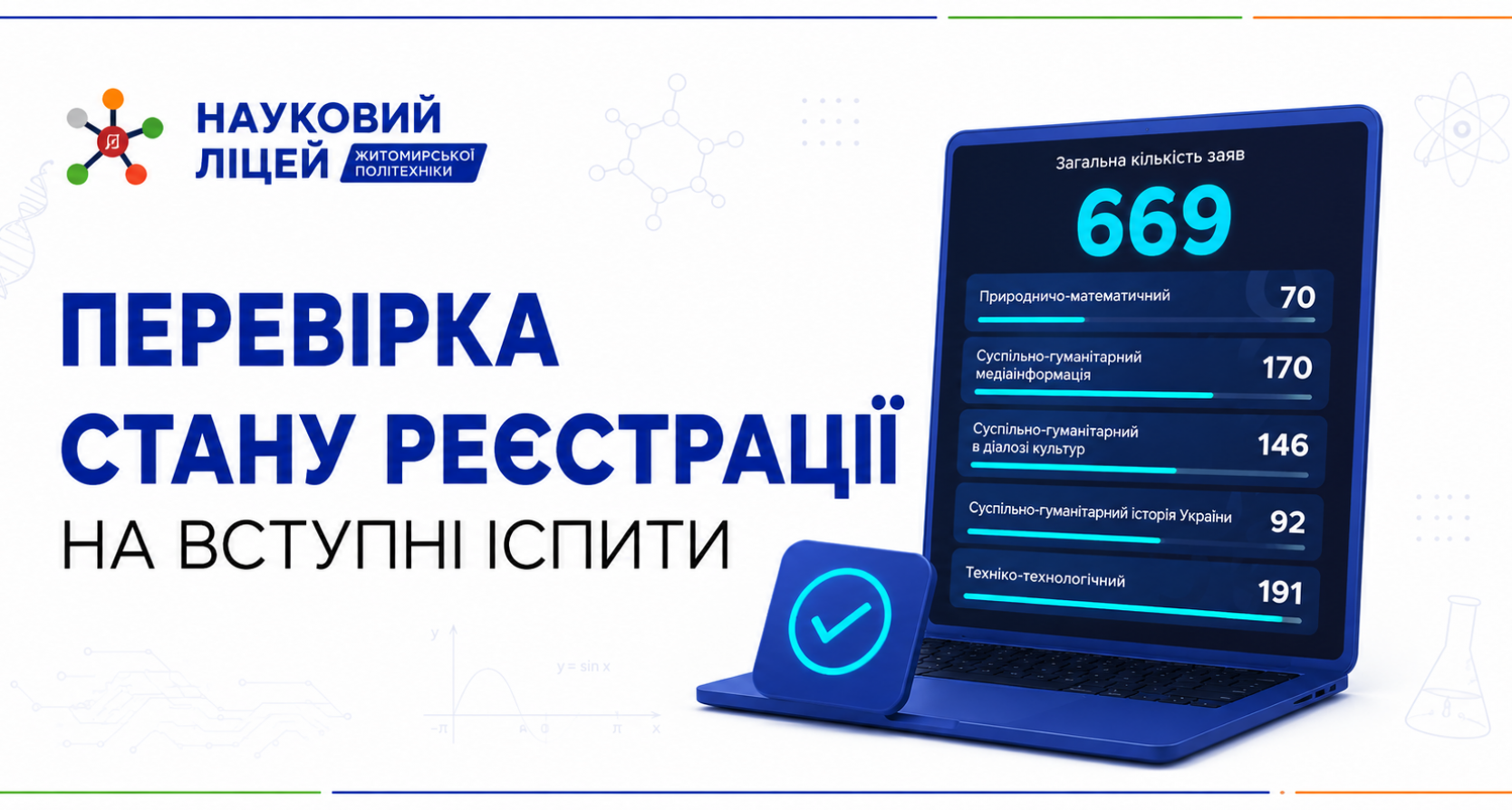 Перевірка стану реєстрації на вступні іспити